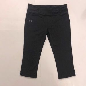 Under Armour L Capri Black HeatGear Compression Running Bottoms Excellent Condit